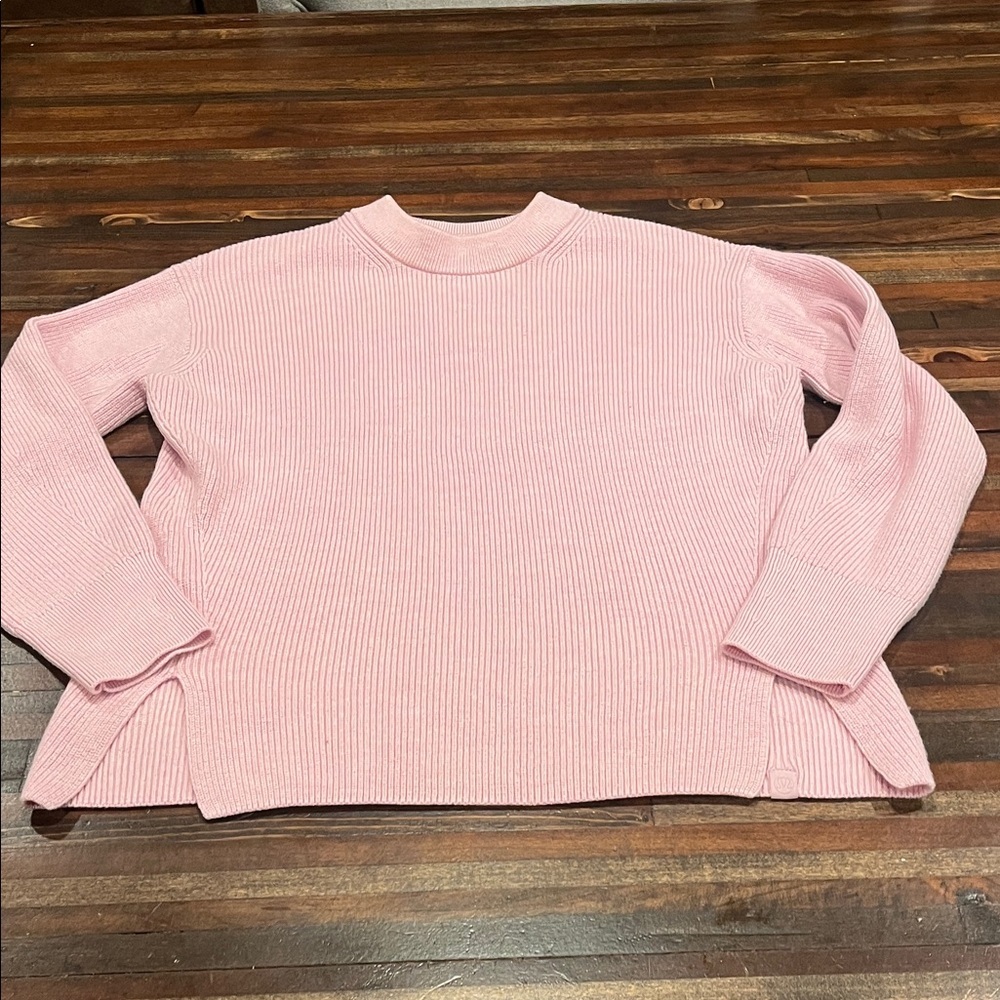 Lululemon Merino Wool Blend Pink Ribbed Women's Crewneck Sweater